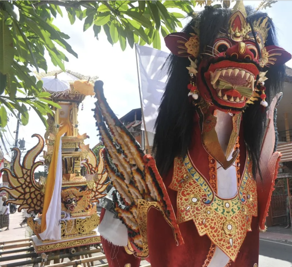 Kathmandu ceremonial mask at a parade in Kathmandu, Nepal.