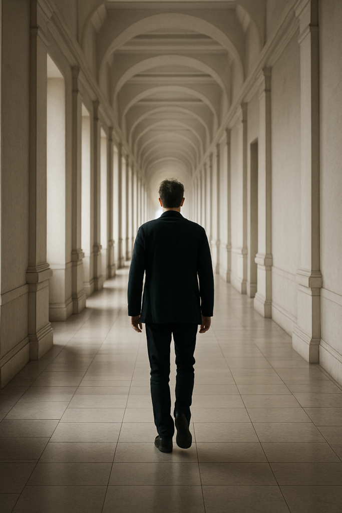 venture-up-quiet-walker | Team Building Activities & Techniques Man walking alone down a long hallway, symbolizing a customer leaving without saying why. | Team Building Activities & Techniques